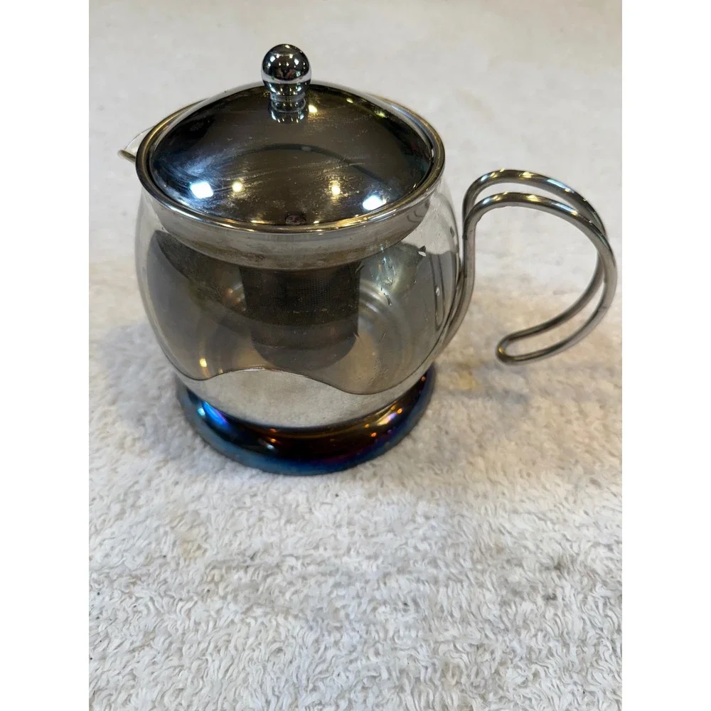 La Cafetiere Glass Teapot Stainless Steel Infuser Loose Leaf Tea Pot Silver